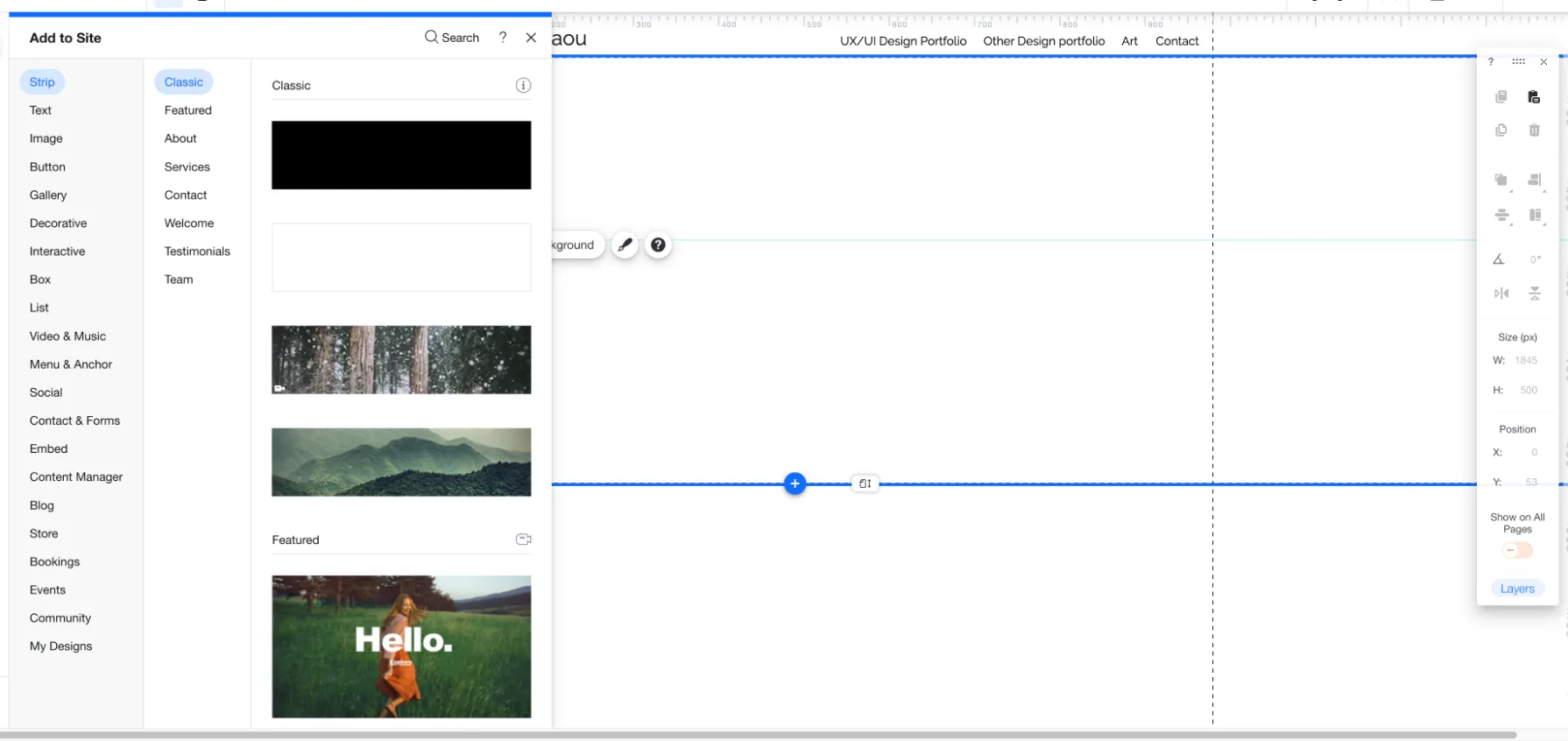 Inspiration: Wix-style stacked options.