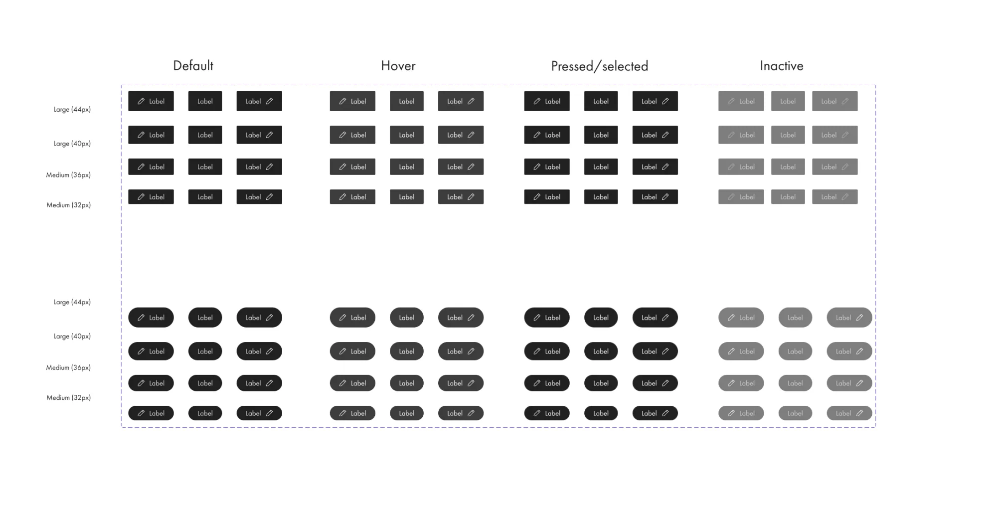 Bed Threads primary button states.
