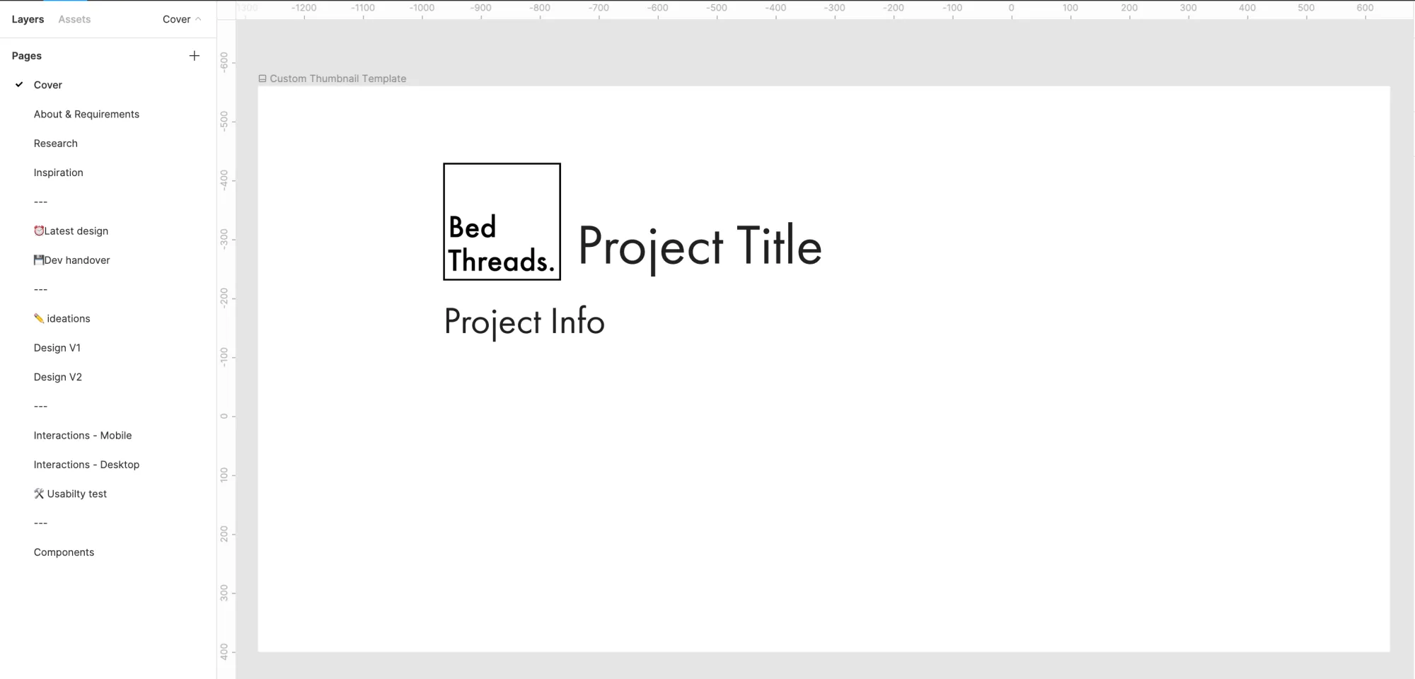 Bed Threads project template layout.