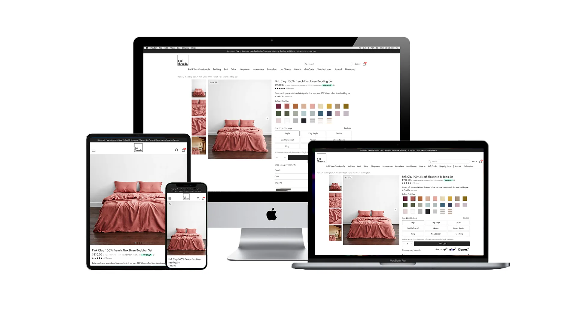 Bed Threads product page redesign.