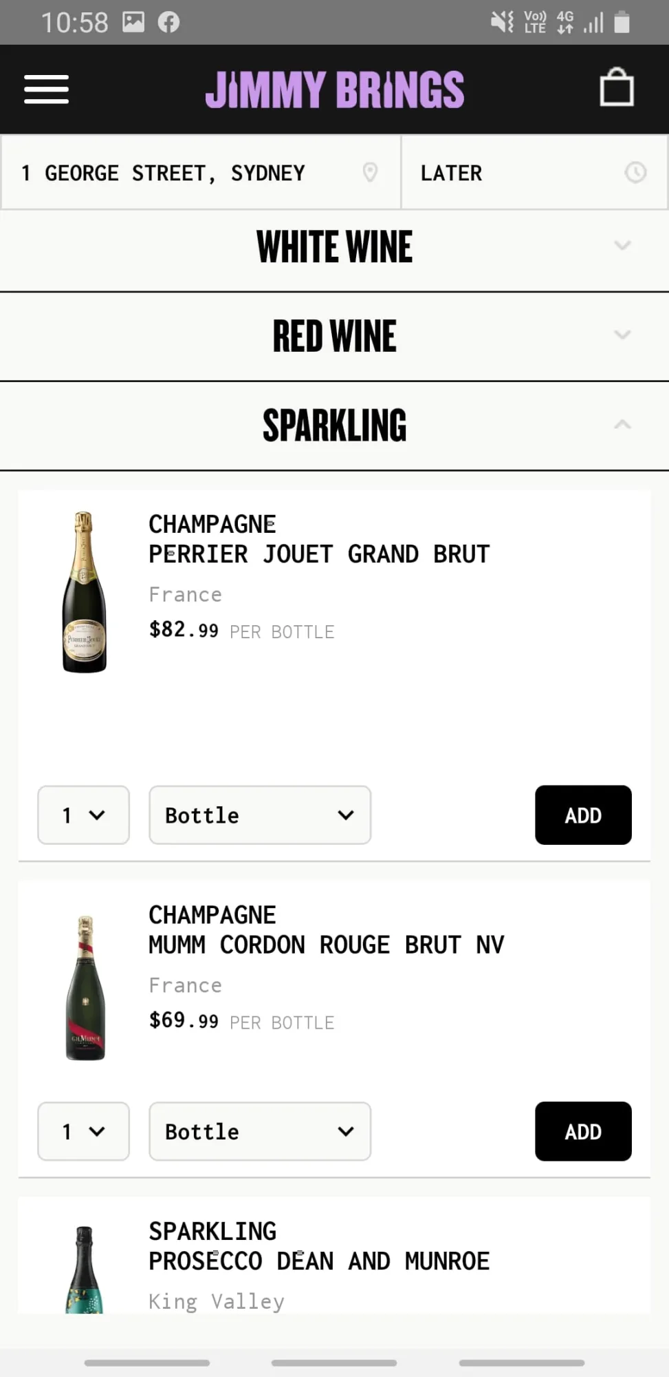 Original Jimmy Brings product detail with quantity selector.
