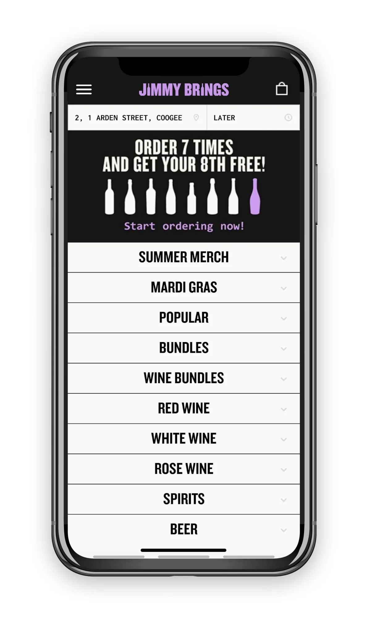 Variant A wireframe: vertical category list.