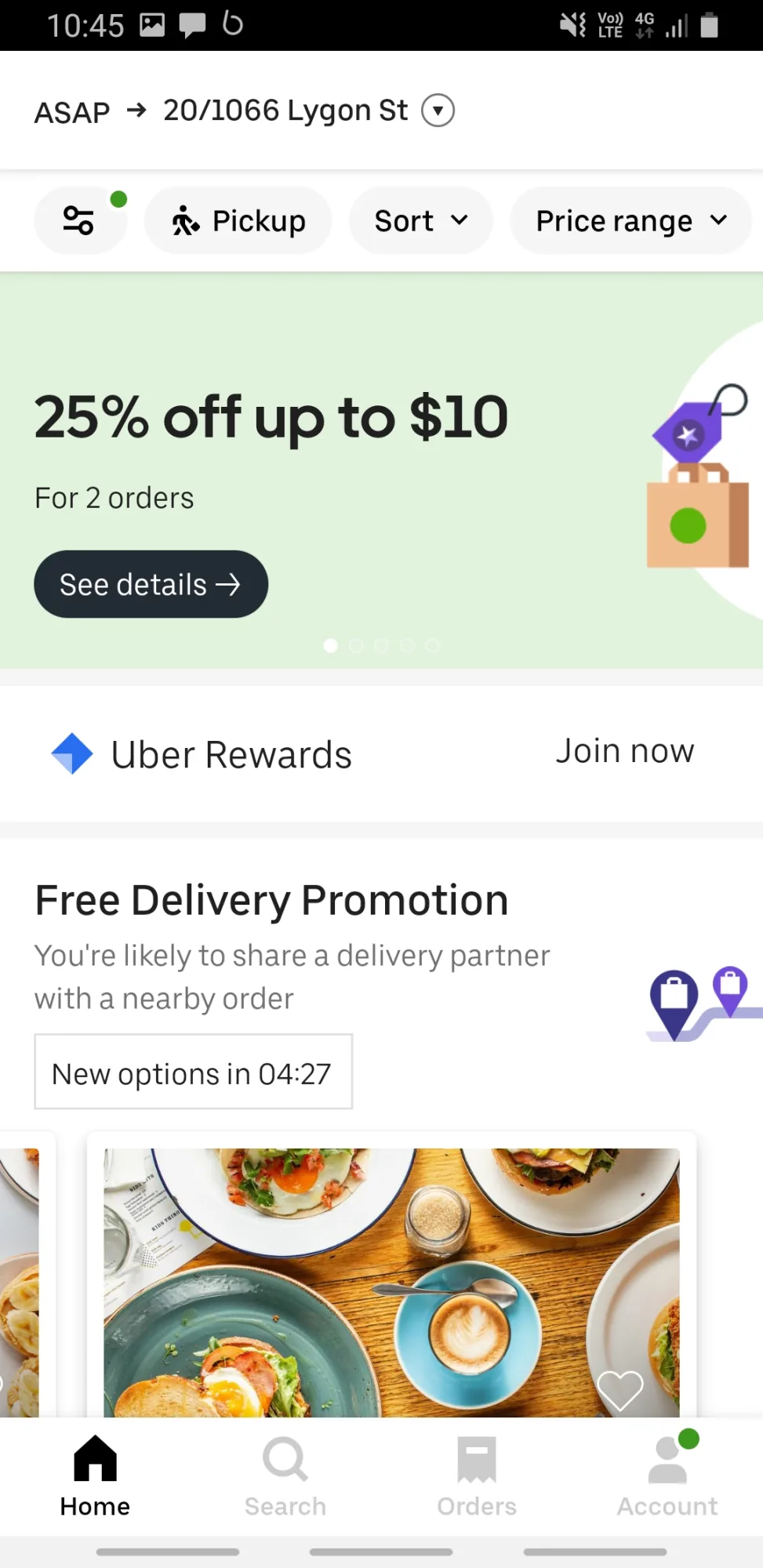 Uber Eats category transition.