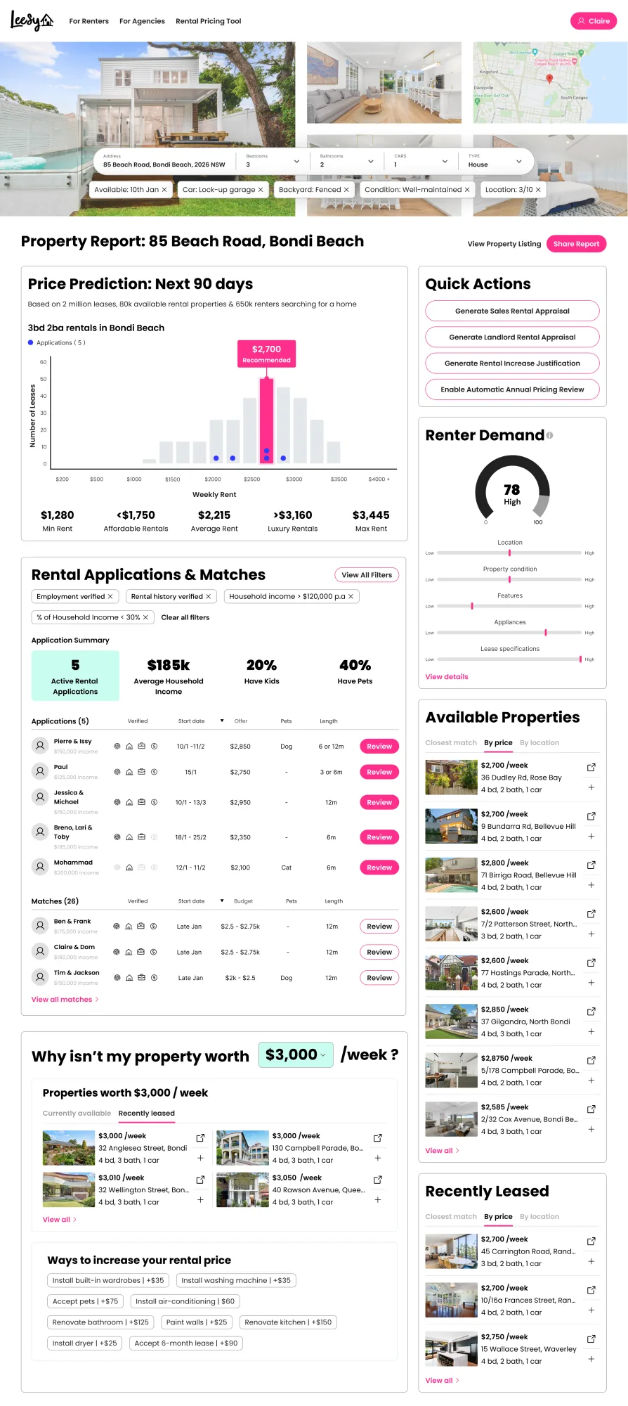 Sign-up flow board: every screen state laid out side by side, from email through role selection to property association.