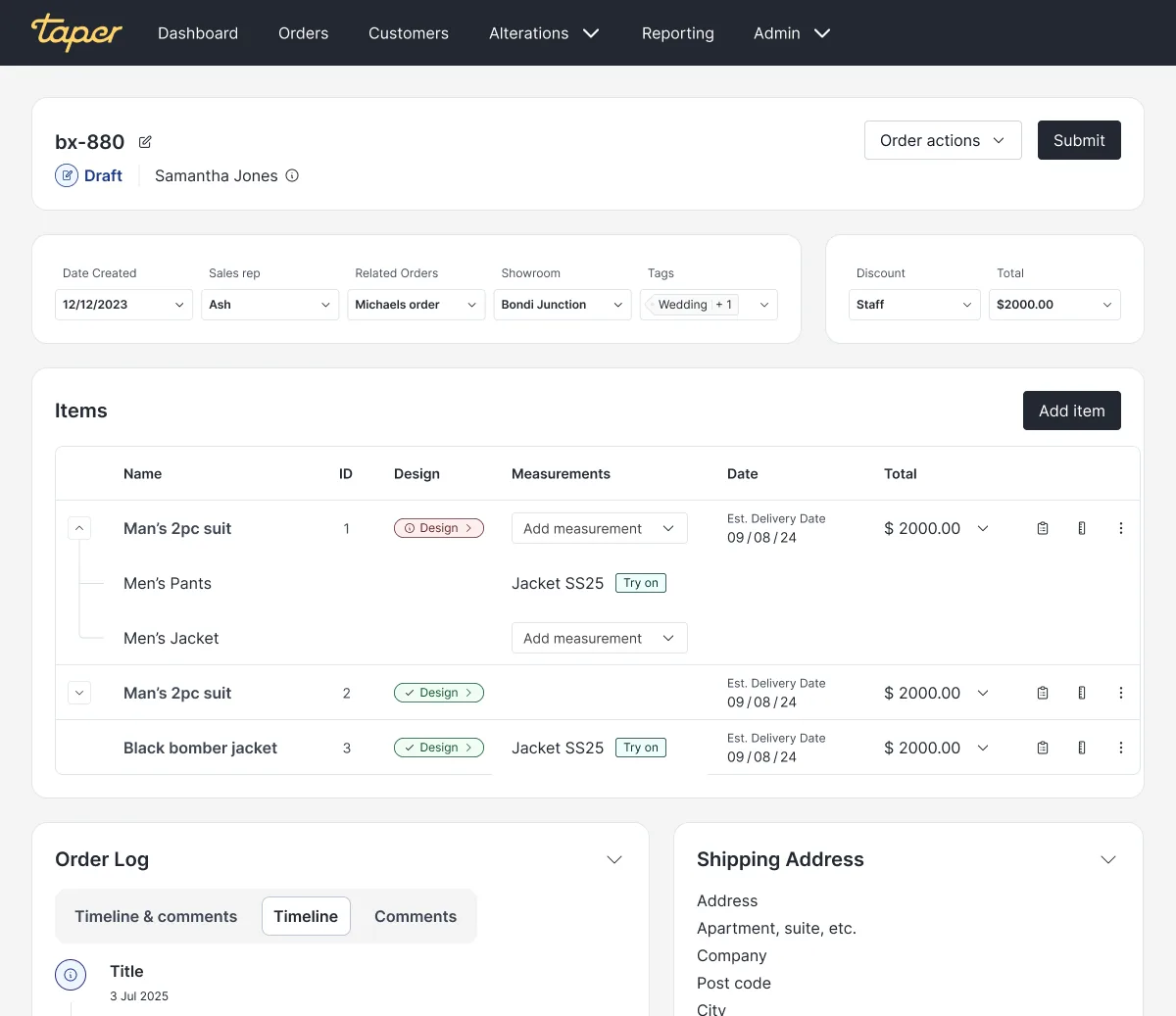 After: the redesigned order page with clearer hierarchy, more breathing room, and the order's full journey visible.